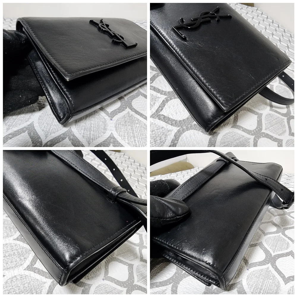 Saint Laurent Kate Monogram Leather Crossbody Bag Black